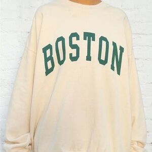 Brandy Melville Cream/Pastel Yellow Boston Erica Crewneck Sweatshirt